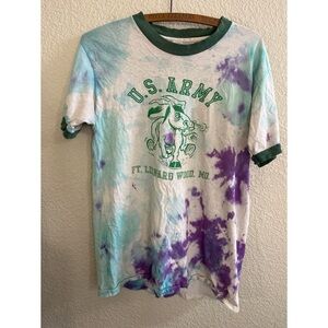 Vintage Army Fort Leonard Wood Tye Die Ringer Tee Men’s Size Large